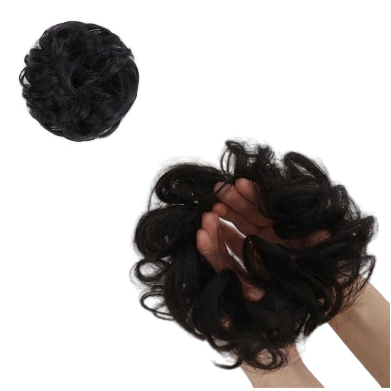 Chignon Wig Factory - OEM Short Wavy Curly Messy Donut Extensions Rubber Band