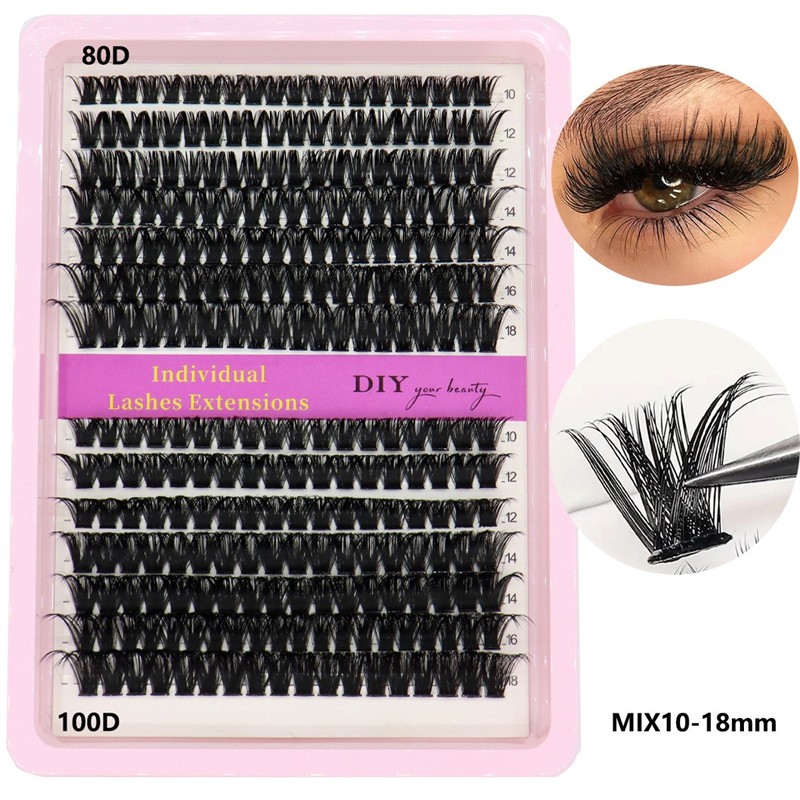 Soft Cluster Eyelashes Supplier - OEM Thick Black 40D-160D Fluffy Pre-Made