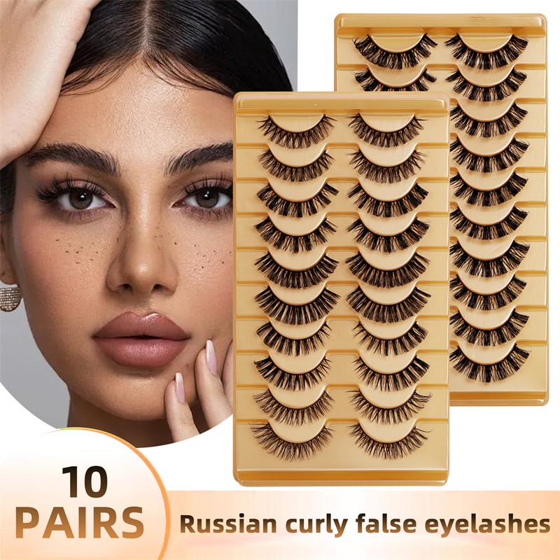 Russian Eyelashes Supplier - OEM 10 Pairs Natural Lightweight Perfect Curling