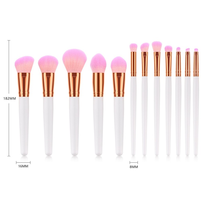 Premium Makeup Brush Set Supplier - OEM 12pcs White Gold Handle Gouache Tools