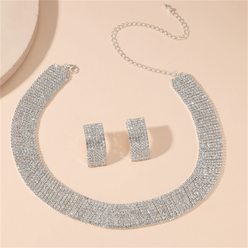 Fashion Jewelry Factory - OEM Three-Piece Bridal Wedding Set Necklace Earrings