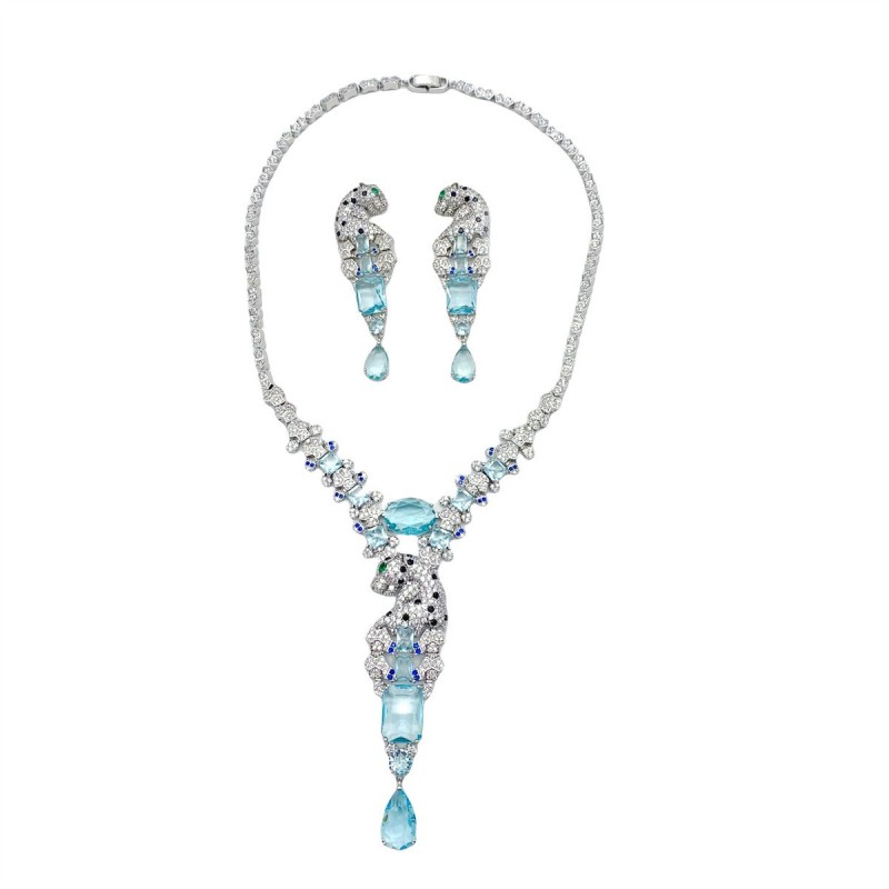 Zircon Necklace Set Supplier - OEM Full Zircon Necklace Set with Trendy Earrings