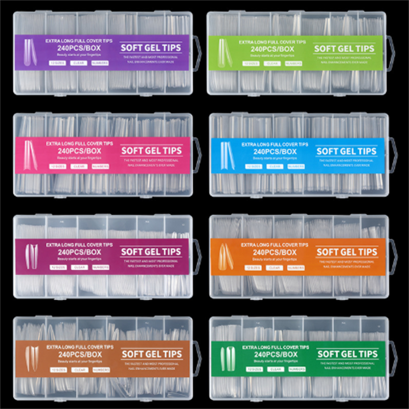 Acrylic Nail Tips Supplier - OEM 240 Pcs/Box High Clear Soft Gel Tips