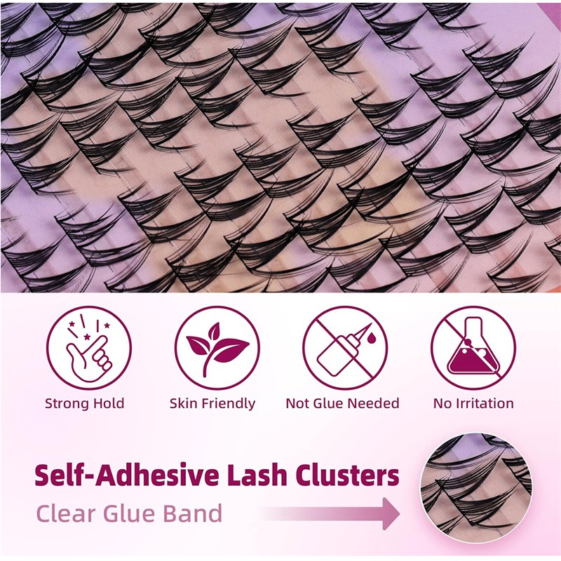 Self-Adhesive Eyelashes Supplier - OEM Wispy Clear Band Volume Shape No Glue