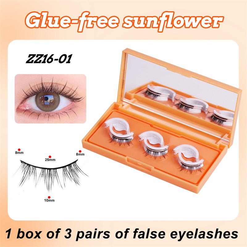 Self-adhesive Eyelashes Supplier - OEM 3 Pairs Natural-looking Thick Wavy Easy-remove
