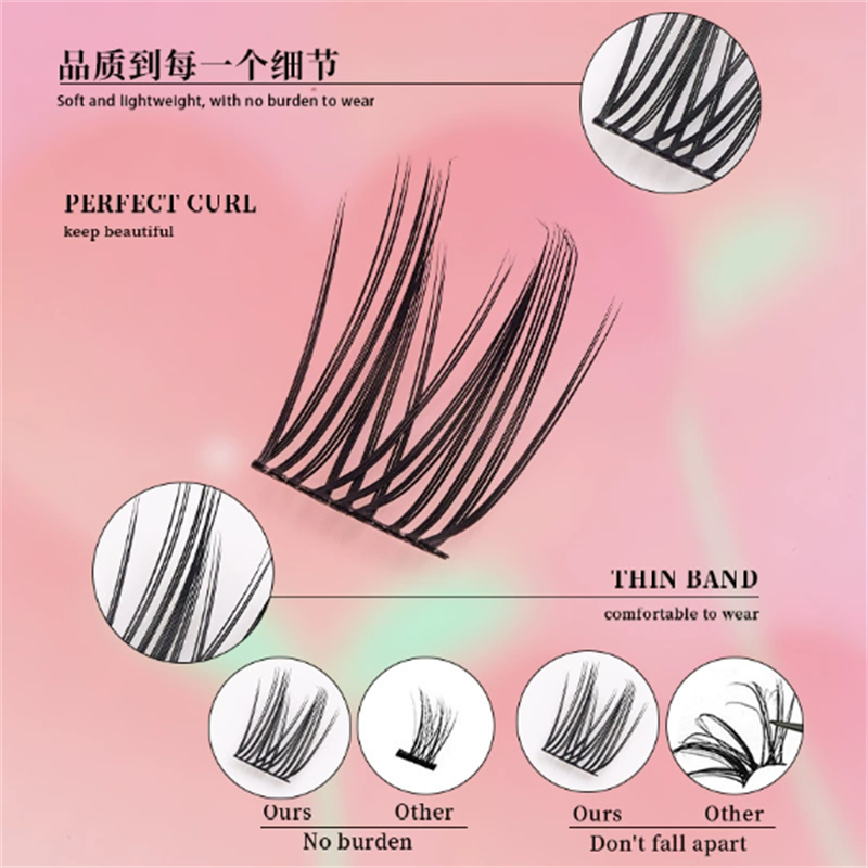 Self-implantable Eyelashes Factory - OEM Naturally Curled Thick Single Cluster Style