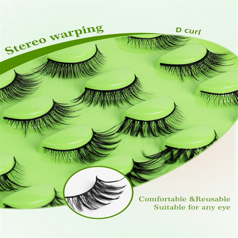 Mixed False Eyelashes Factory - OEM 10 Pairs Foxlike C-Curl Reusable Design