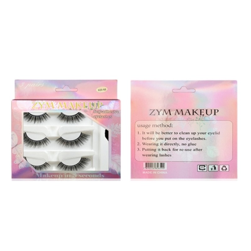 Magnetic Synthetic Eyelashes Manufacturer - OEM Handmade 3-Pairs Self-Adhesive Glue-Free