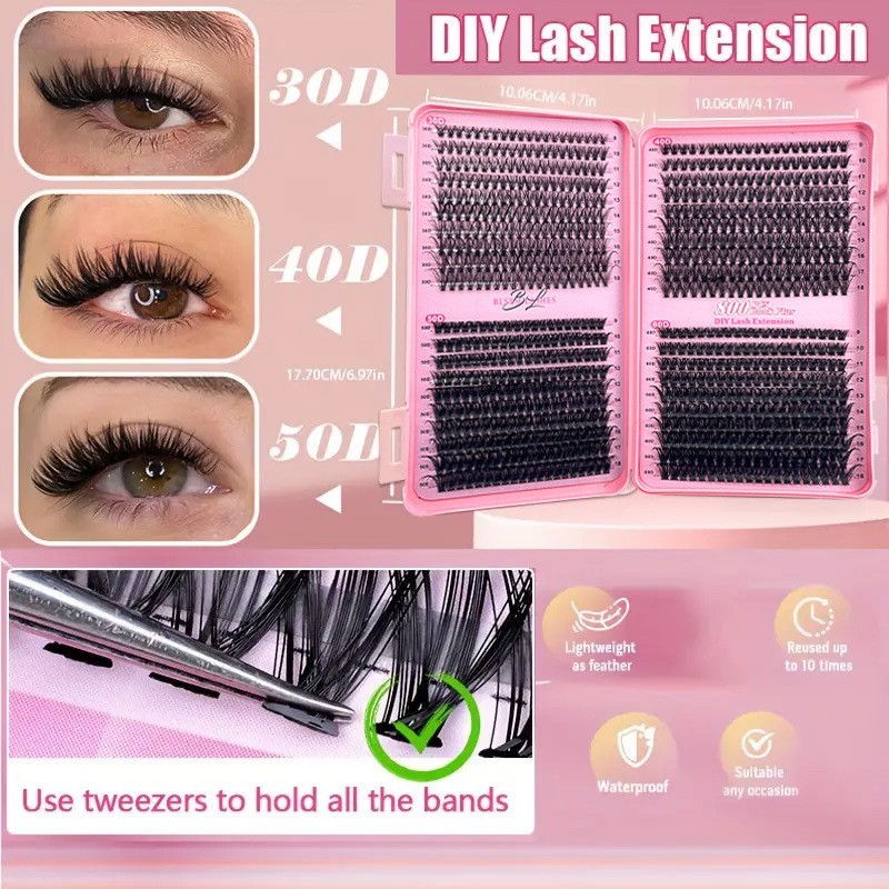 False Eyelash Set Supplier - Wholesale 800 Clusters DIY with Tool Kit