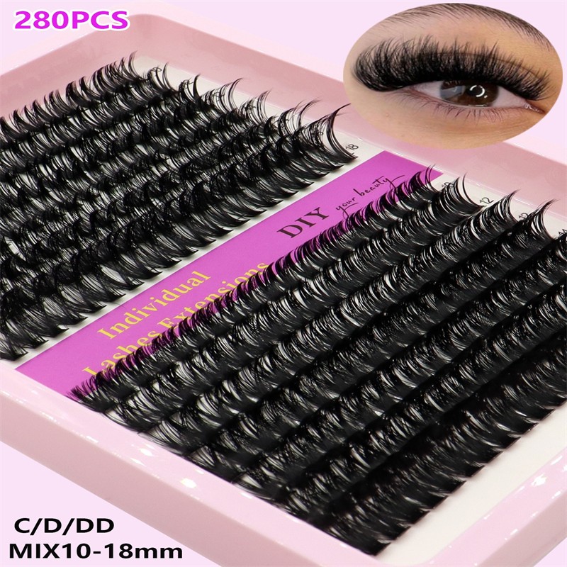 Cluster Eyelashes Factory - OEM 14 Rows Soft Thick Black Fluffy Segmented