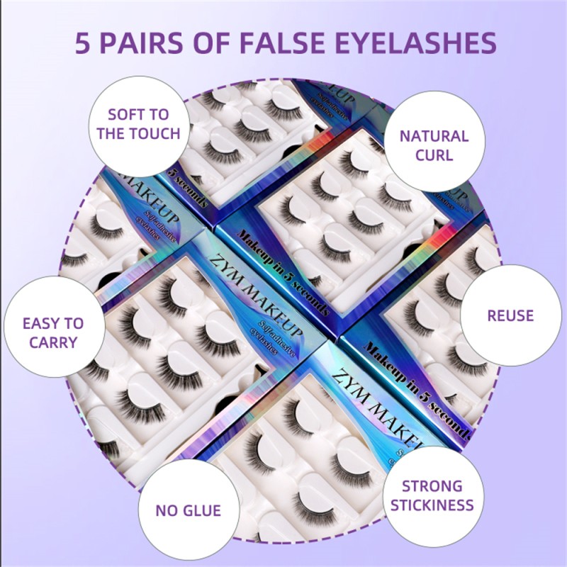 Magnetic Eyelashes Set Manufacturer - OEM 5 Pairs/Box Glue-Free Waterproof Reusable