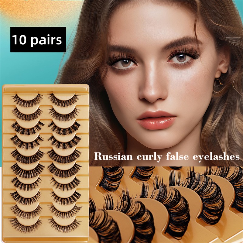 Russian Eyelashes Supplier - OEM 10 Pairs Natural Lightweight Perfect Curling