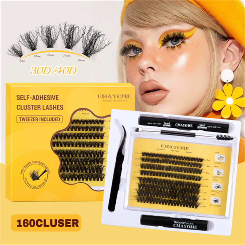 DIY Curly Extension Manufacturer - OEM 30D/40D Wavy Shape Fan Eyelashes Pack