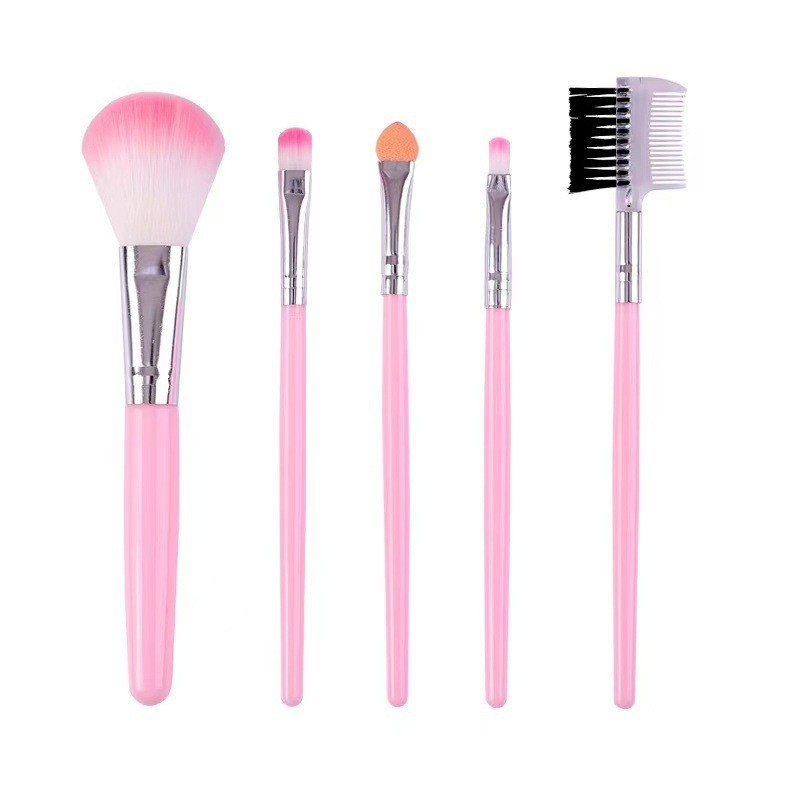 Pink Handle Brush Set Supplier - OEM 4-Piece Flat Makeup Brush Travel Style