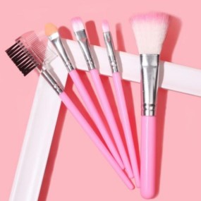 Pink Handle Brush Set Supplier - OEM 4-Piece Flat Makeup Brush Travel Style