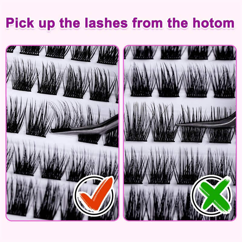 Cluster Eyelashes Factory - OEM 6D Handmade Long Stem Single Cluster DIY