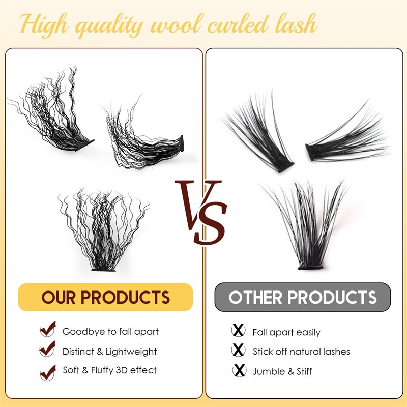 DIY Curly Eyelashes Factory - OEM 30D/40D Wavy Extension Set Fan Pack