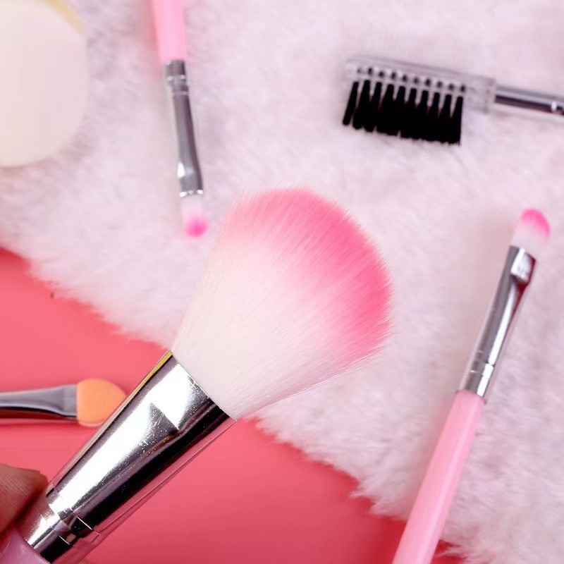 Pink Handle Brush Set Supplier - OEM 4-Piece Flat Makeup Brush Travel Style