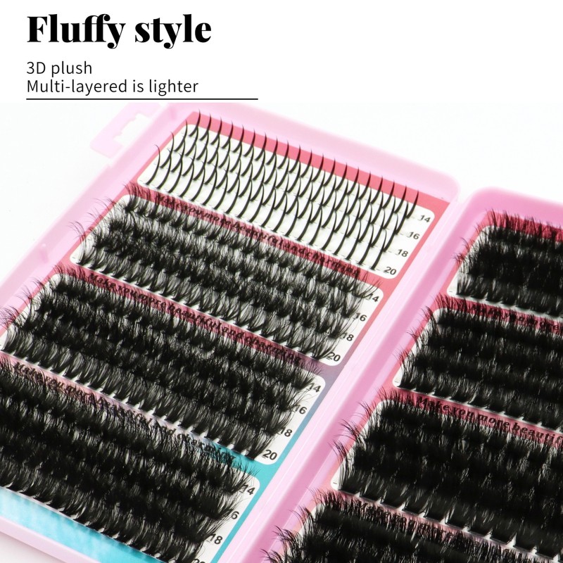 3D Eyelash Book Supplier - OEM Fluffy Bushy Series Mixed Segmented Lashes