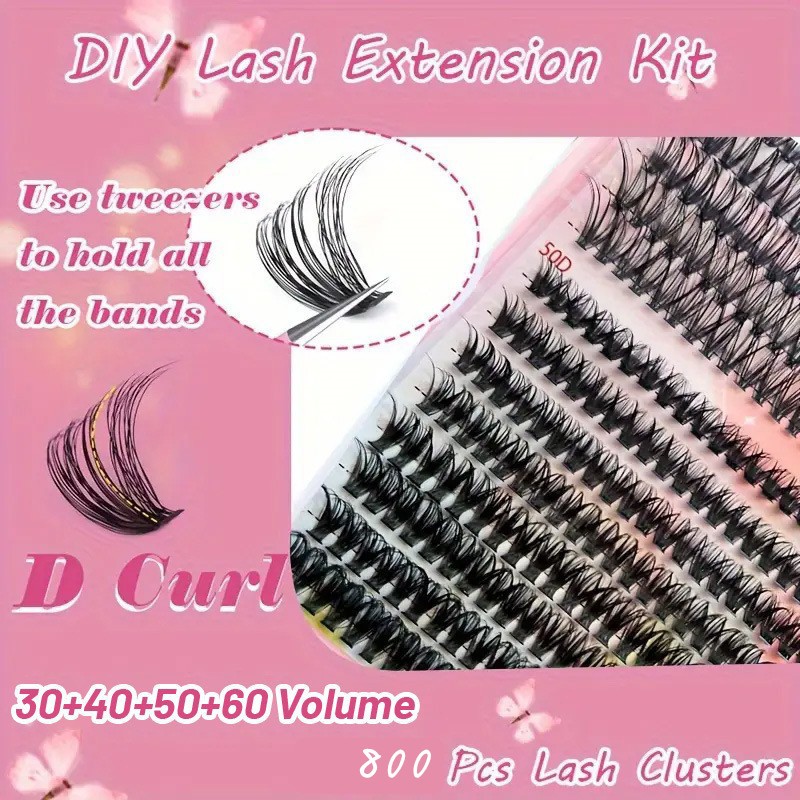False Eyelash Set Supplier - Wholesale 800 Clusters DIY with Tool Kit