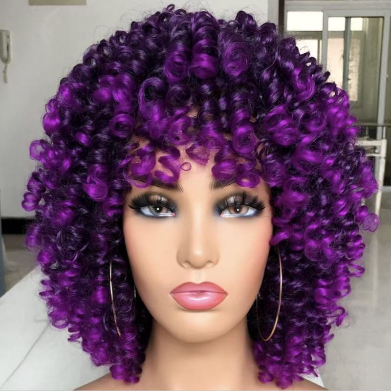 African Synthetic Wig Supplier - OEM Small Curly Multi-Color Full Head Set