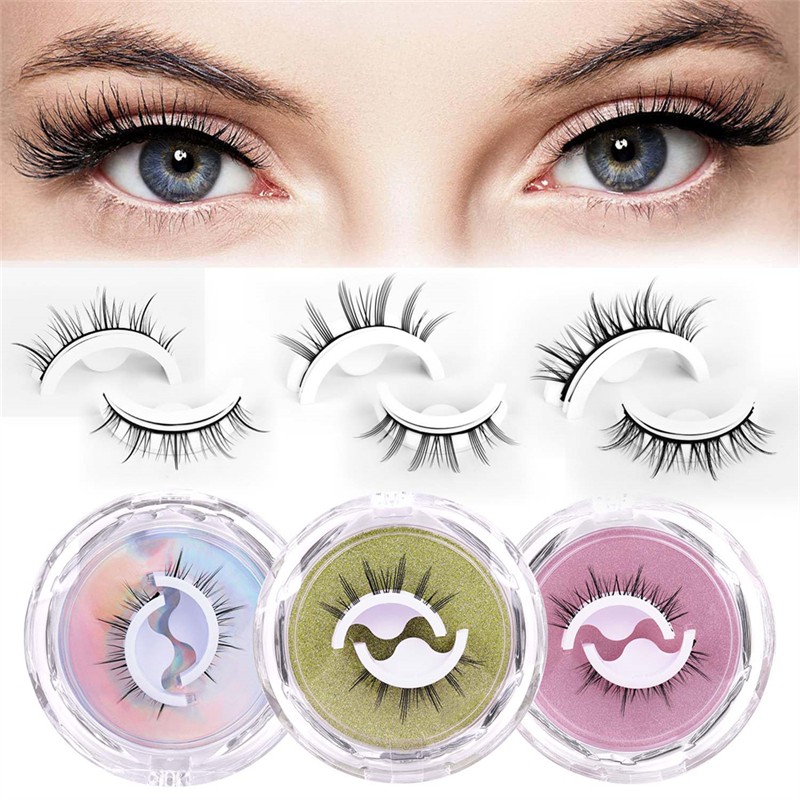 Double Self-Adhesive Eyelashes Factory - OEM 1 Pair No Glue Needed Crystal Box