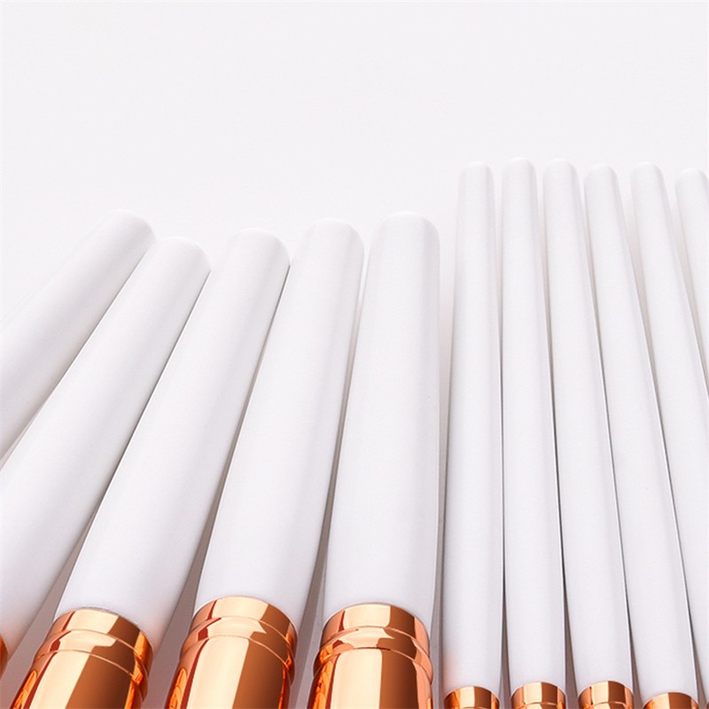 Blush Brush Set Factory - OEM 12pcs White Gold Handle Gouache Makeup Kit