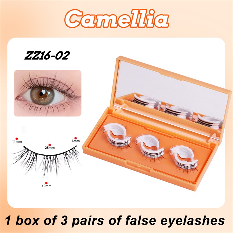 Self-adhesive Eyelashes Supplier - OEM 3 Pairs Natural-looking Thick Wavy Easy-remove