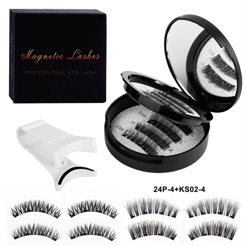 Double Layer Magnetic Eyelashes Supplier - OEM 2 Pairs with Clips Natural Style