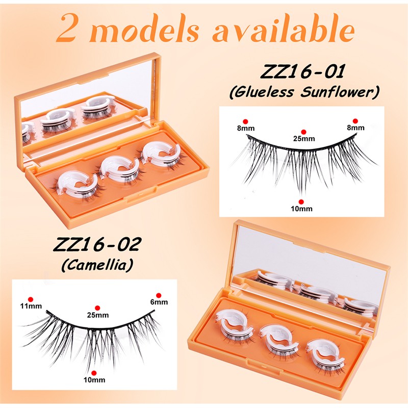 Self-adhesive Eyelashes Supplier - OEM 3 Pairs Natural-looking Thick Wavy Easy-remove