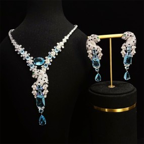 Zircon Necklace Set Supplier - OEM Full Zircon Necklace Set with Trendy Earrings
