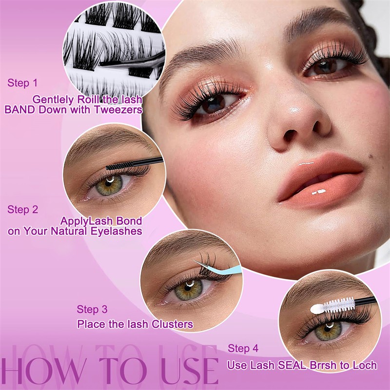 Cluster Eyelashes Factory - OEM 6D Handmade Long Stem Single Cluster DIY