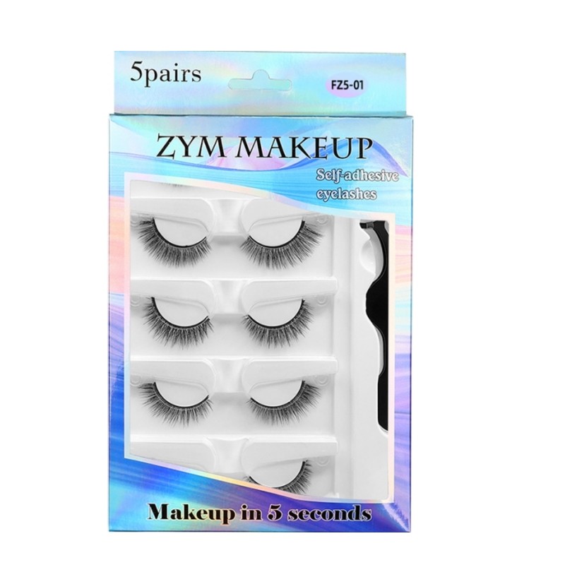 Self-Adhesive Eyelashes Supplier - OEM 5 Pairs Waterproof Soft Touch Tweezers Set