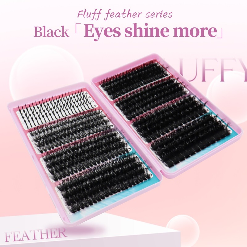 3D Eyelash Book Supplier - OEM Fluffy Bushy Series Mixed Segmented Lashes