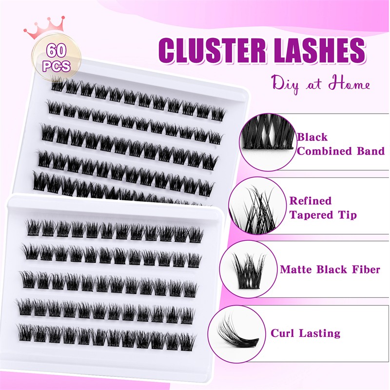 Cluster Eyelashes Factory - OEM 6D Handmade Long Stem Single Cluster DIY