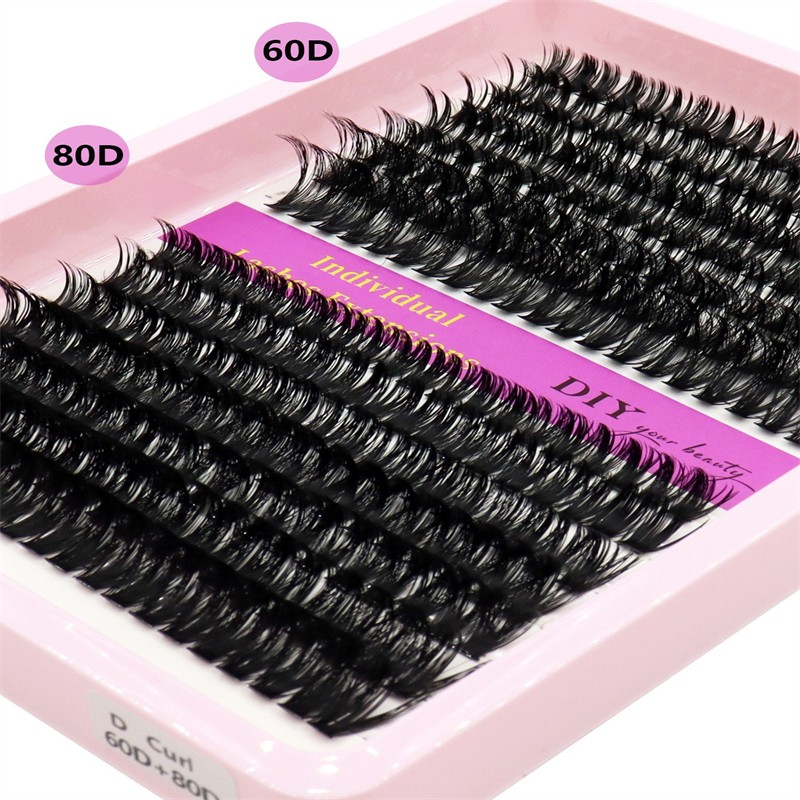 Cluster Eyelashes Factory - OEM 14 Rows Soft Thick Black Fluffy Segmented