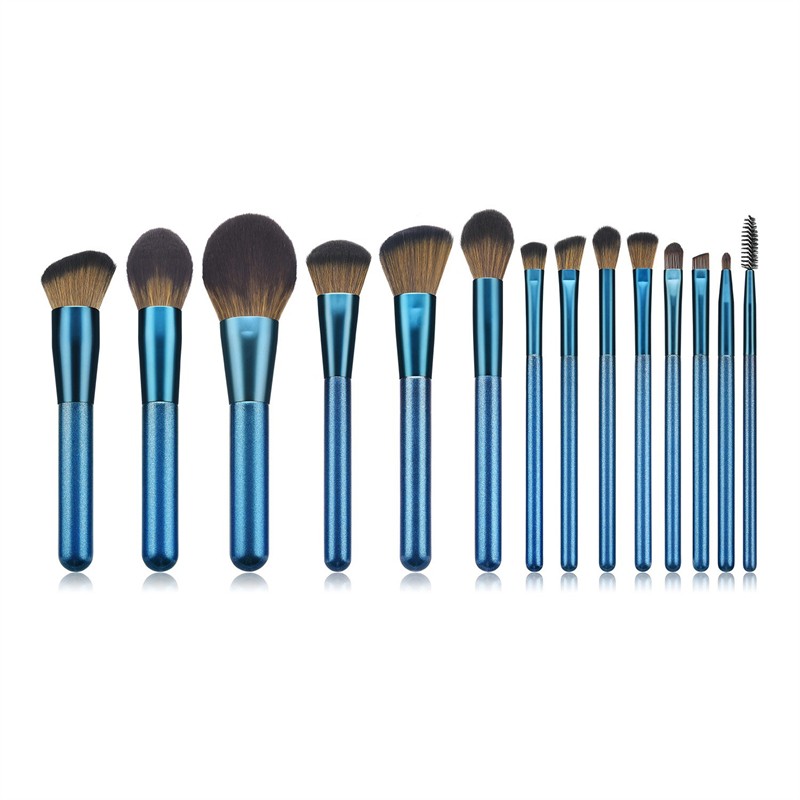 Blush Makeup Brush Set Manufacturer - OEM 14pcs Professional Sapphire Blue Tools