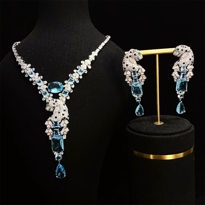 Zircon Necklace Set Supplier - OEM Full Zircon Necklace Set with Trendy Earrings