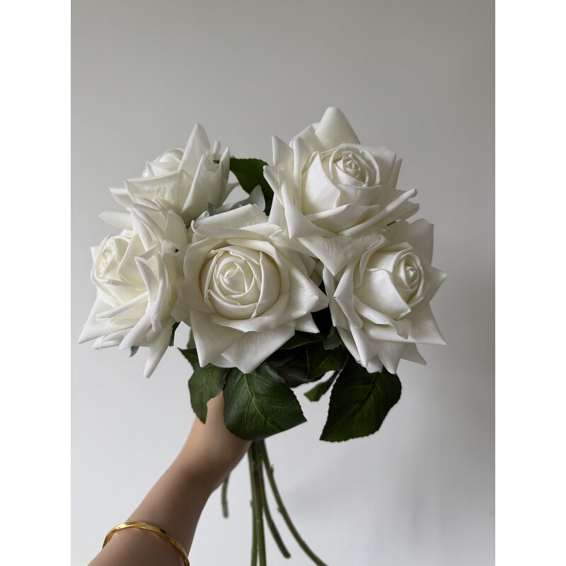 Artificial Rose Manufacturer - Dalian Chermy New Arrival Real Touch White Latex Medium Size