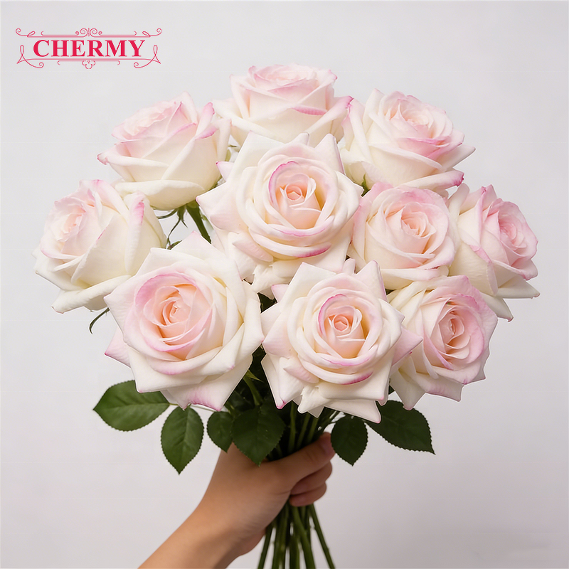 Artificial Rose Manufacturer - CM-TH1233 New Pink Latex Realistic Real Touch for Wedding