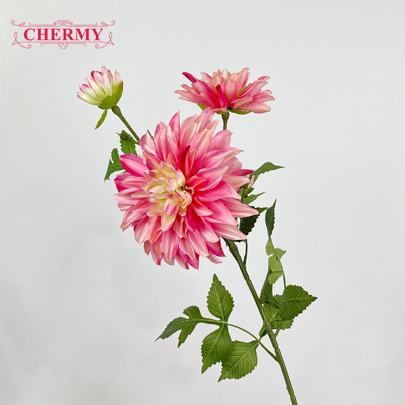 Artificial Dahlia Manufacturer - TH1557 Factory Wholesale Silk High Quality Pink for Home Table
