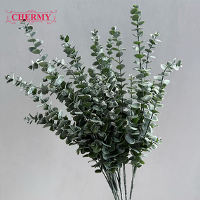 Artificial Eucalyptus Branch Manufacturer - TH1537 High Quality 5 Forks Soft Plastic for Interior Floral