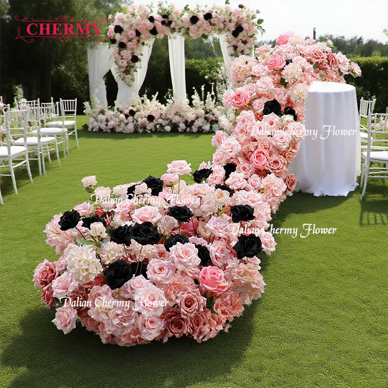 Artificial Flower Runner Manufacturer - Dalian Chermy 200cm Silk Pink for Wedding Party