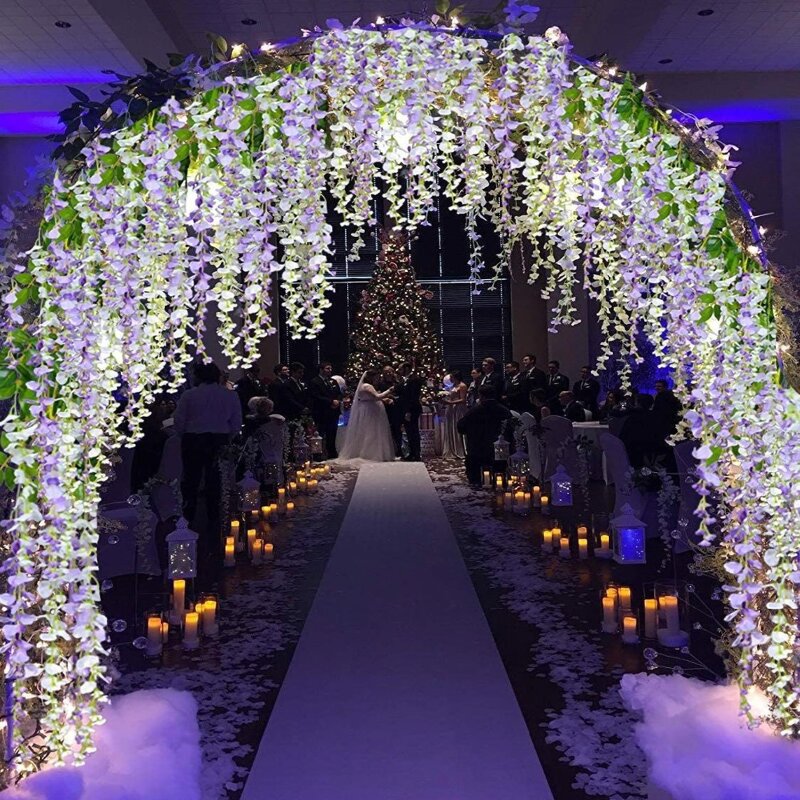 Artificial Wisteria Manufacturer - High Quality Hanging White Silk for Wedding Decoration
