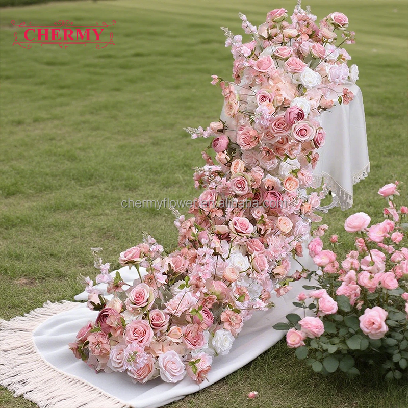Artificial Flower Runner Manufacturer - Wholesale High Quality Silk Rose for Wedding Row Decoration