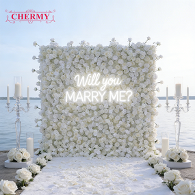 Artificial Flower Wall Backdrop Manufacturer - 8ft X 8ft White for Wedding Decorations