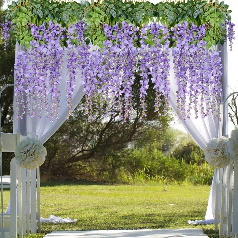 Artificial Wisteria Manufacturer - High Quality Hanging White Silk for Wedding Decoration