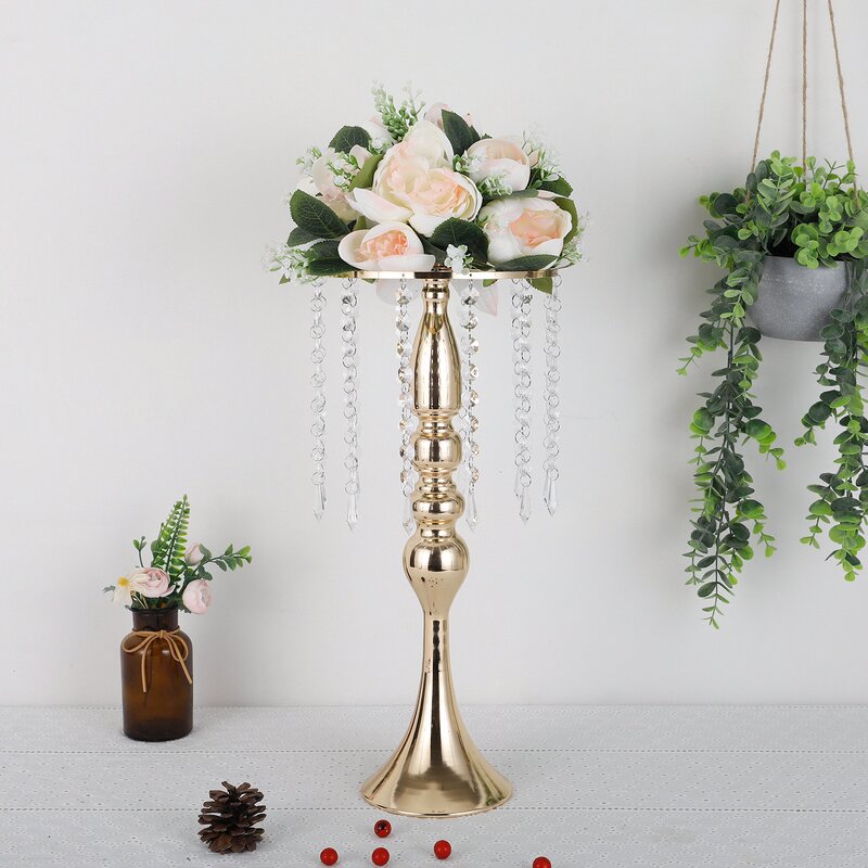 Crystal Flower Stand Manufacturer - Cheap Price Pendant Silver Gold Metal Vase for Table Decoration
