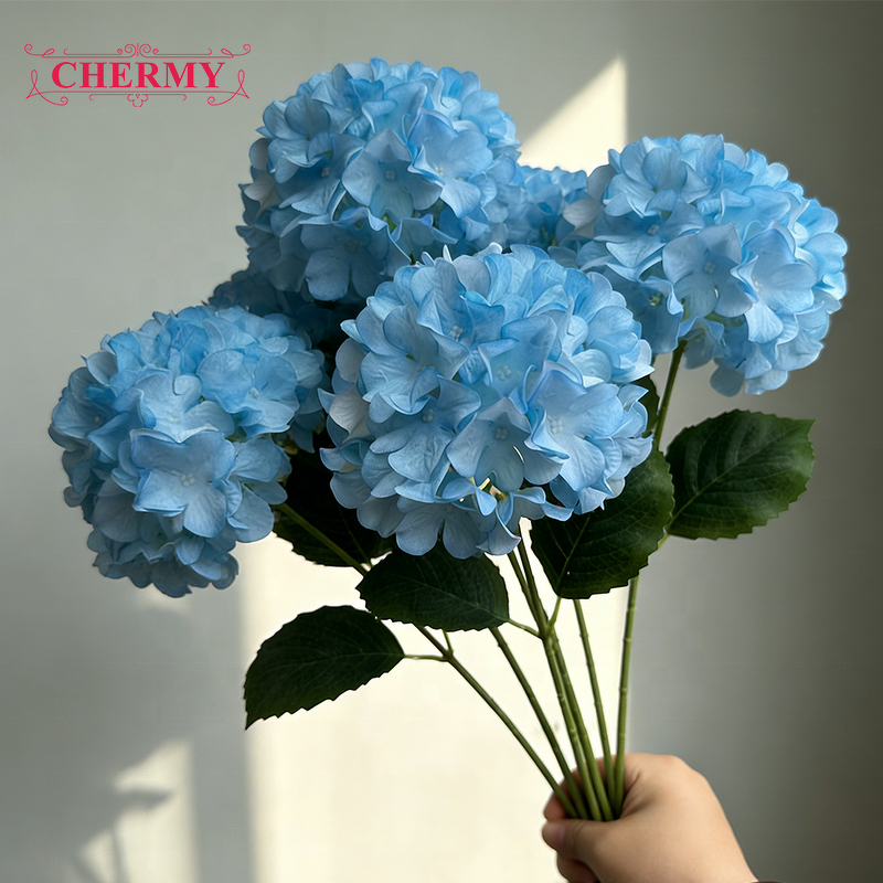 Artificial Hydrangea Manufacturer - Dalian Chermy Wholesale Price Blue for Flower Arrangement