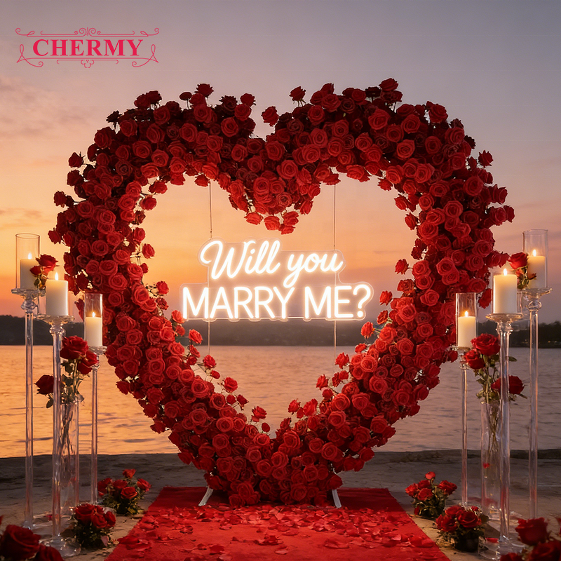 Artificial Flower Arch Manufacturer - Factory Custom Wholesale Red Rose Heart Shaped for Wedding Background